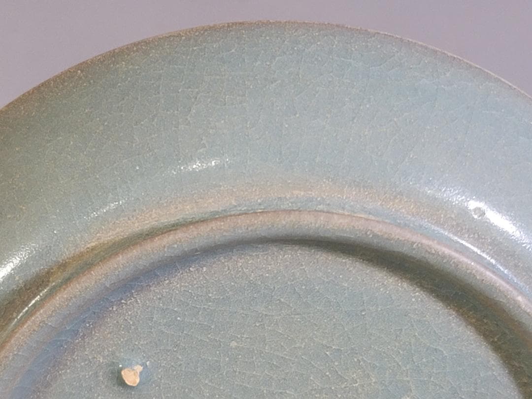 中国美術 青釉 皿 幅 13.5cm DT409