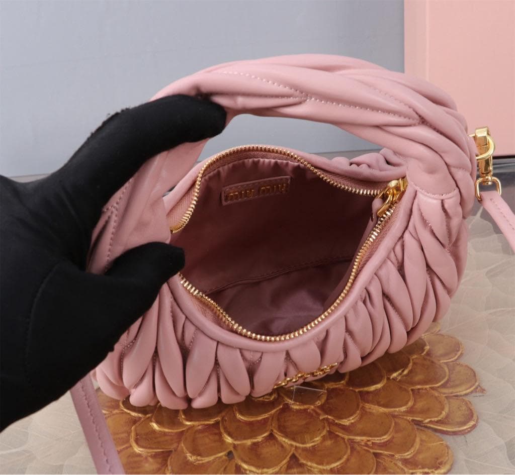 MIU MIU キルティング ミニボストンバッグ ピンク