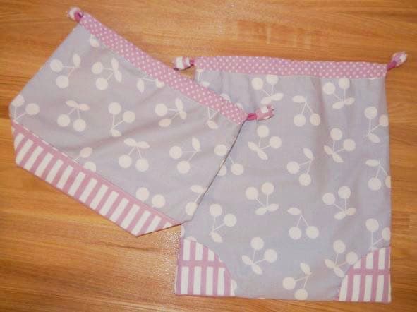 ♡手縫いの名入れ刺繍入り♡入園・入学グッズ４点セット　さくらんぼ