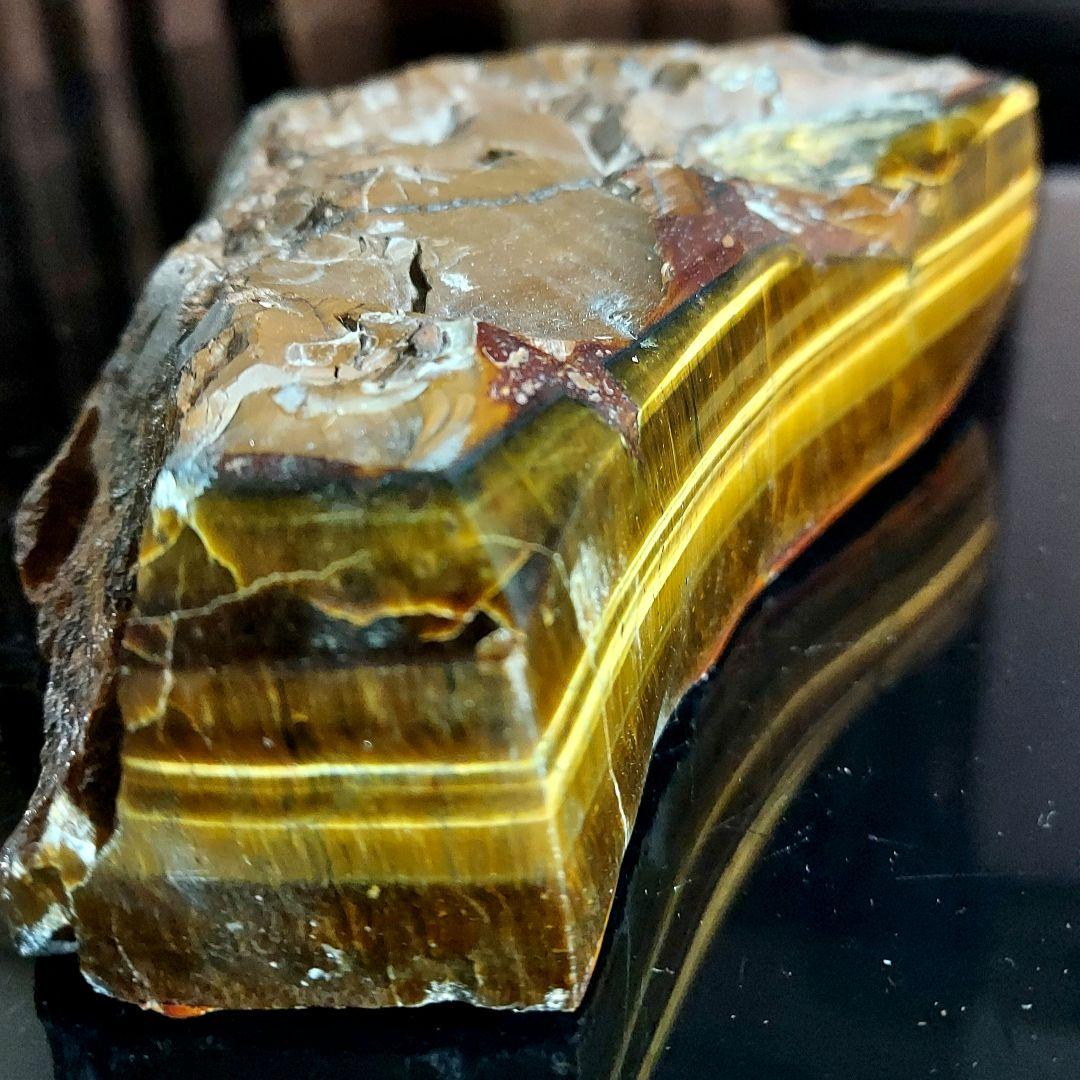 ド迫力！大きく綺麗カッコいい 虎目石 タイガーアイ原石2面磨き 576