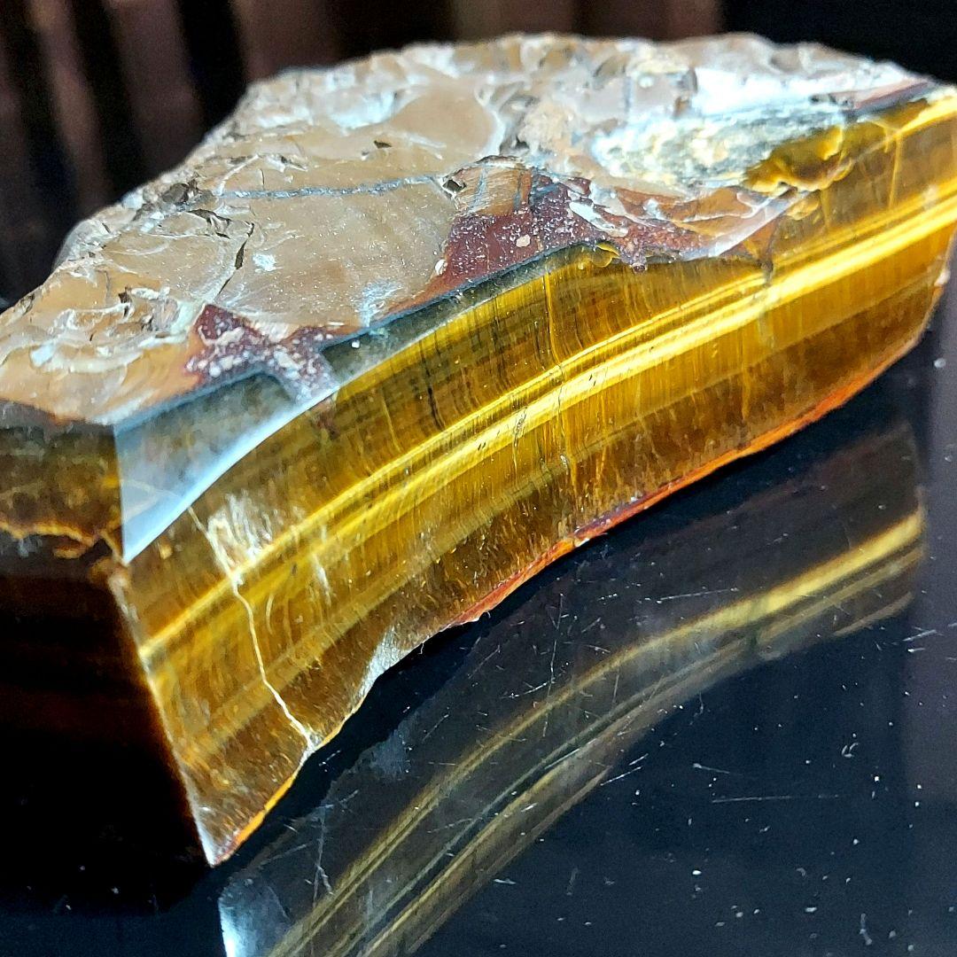 ド迫力！大きく綺麗カッコいい 虎目石 タイガーアイ原石2面磨き 576