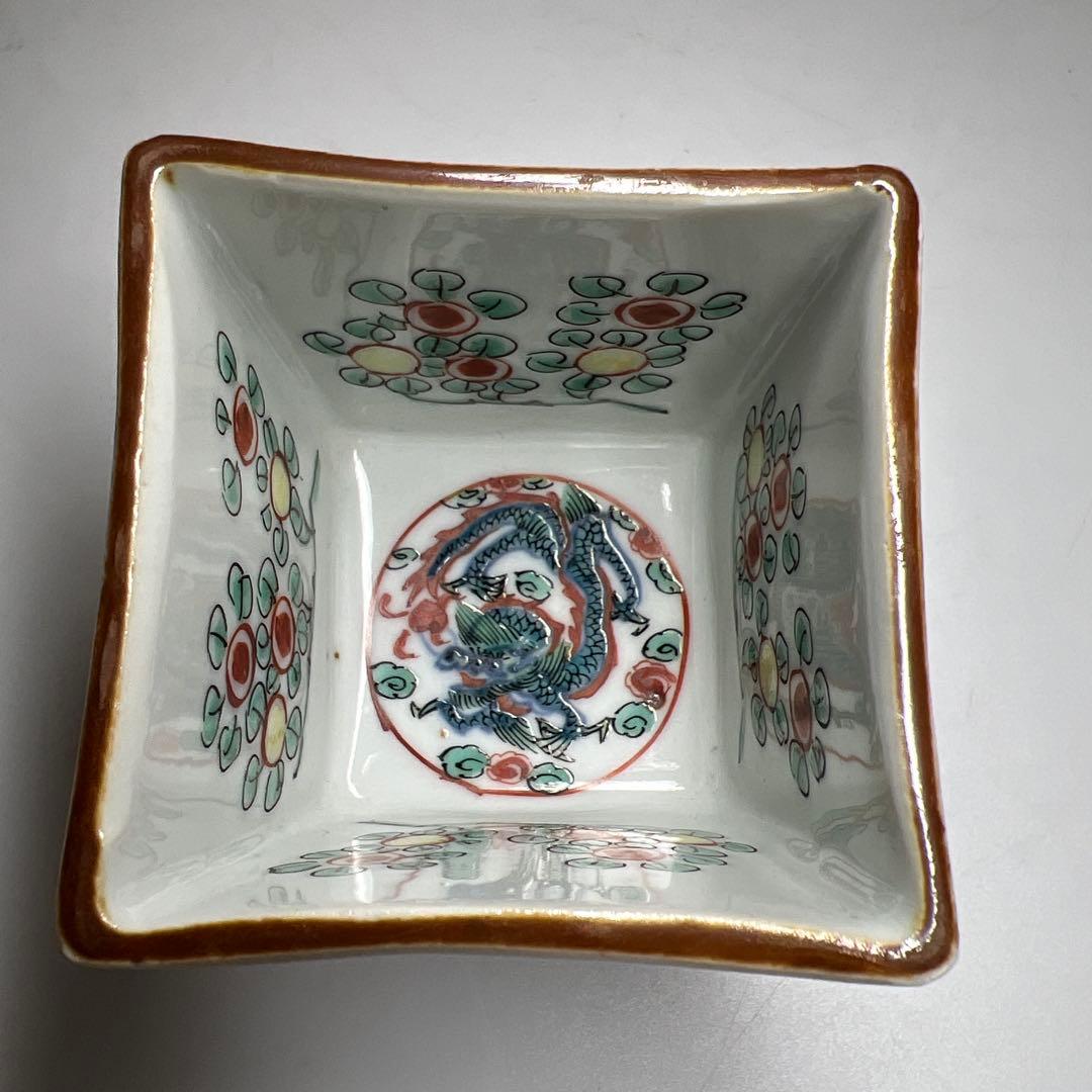 中国明時代　大明萬暦年製　五彩龍花紋小鉢　木箱付高7.5㎝東Y8-0331☆2F