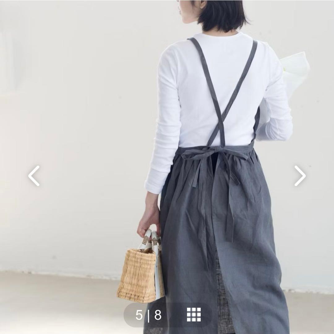北欧暮らしの道具店　リネンのエプロンワンピース　チェルシーピンク