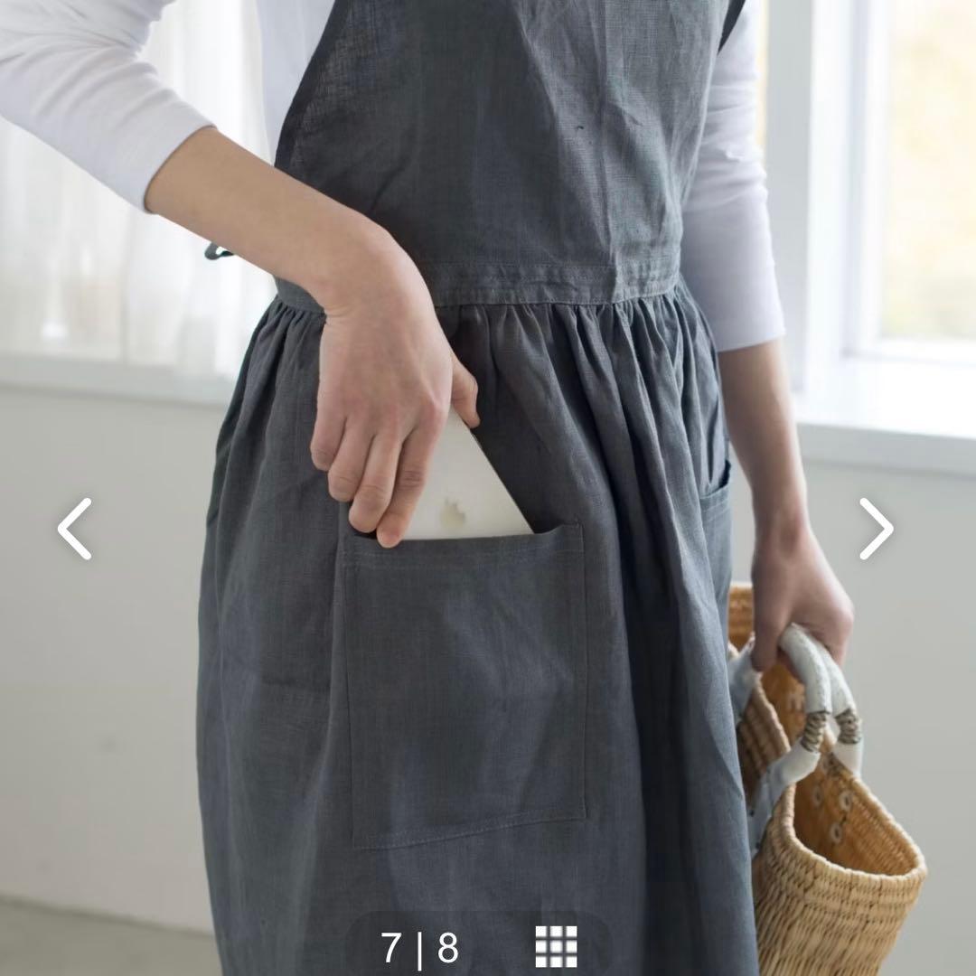 北欧暮らしの道具店　リネンのエプロンワンピース　チェルシーピンク