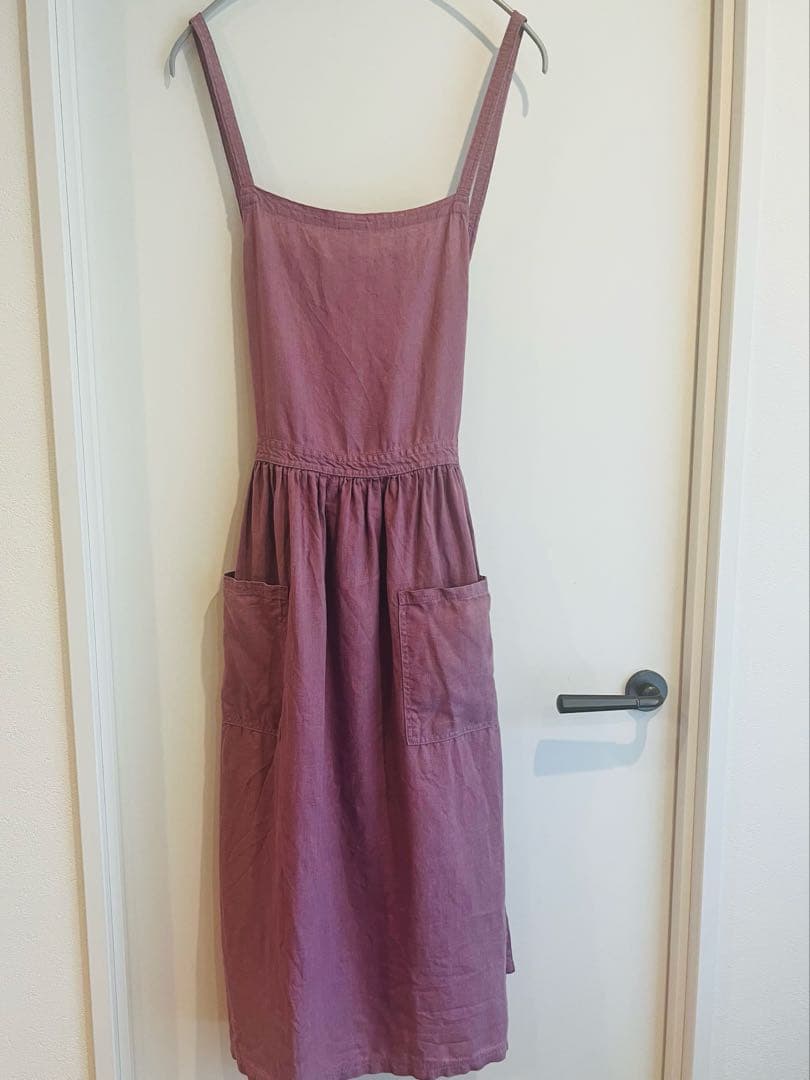 北欧暮らしの道具店　リネンのエプロンワンピース　チェルシーピンク