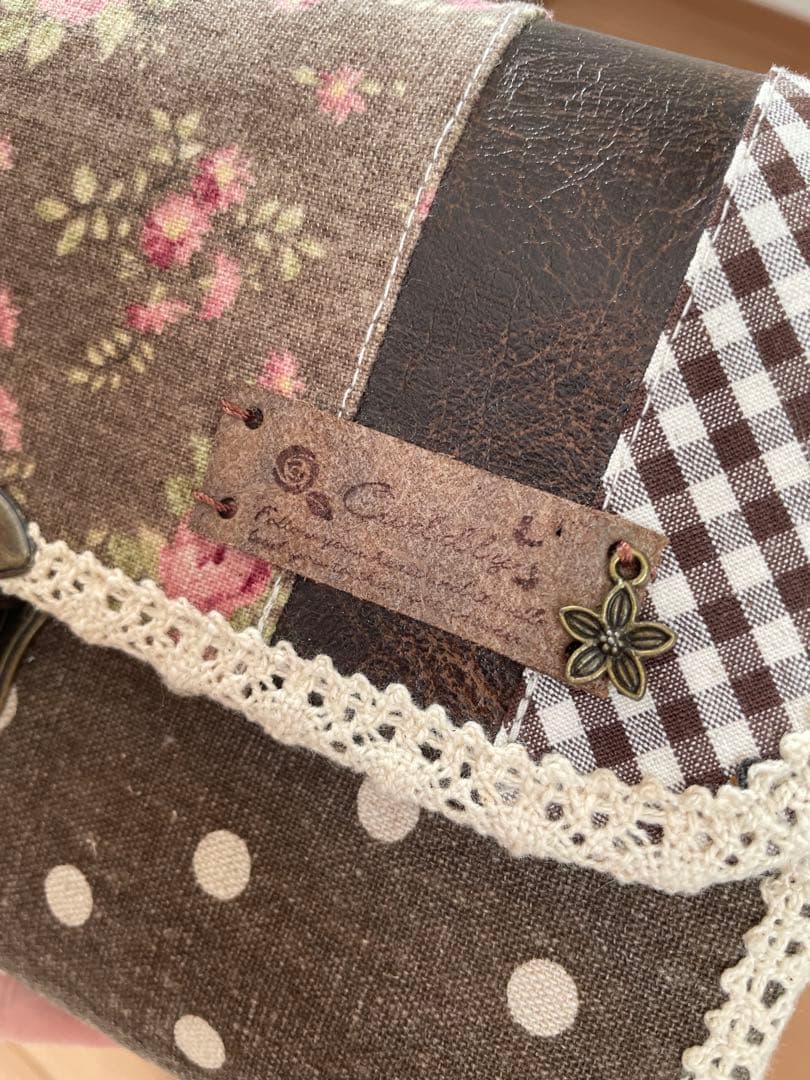 花柄ドット柄 スマホ 長財布 ショルダーバッグ 大