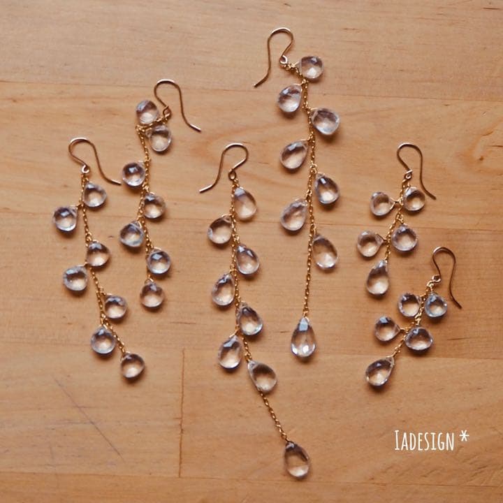 261★14kgfブルームーンストーンのドロップラインピアス