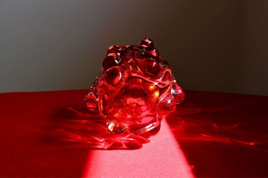 ガラスコレクション【花瓶　赤と黄のグラデーション】