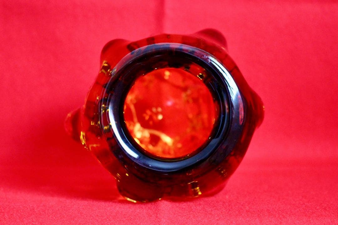 ガラスコレクション【花瓶　赤と黄のグラデーション】