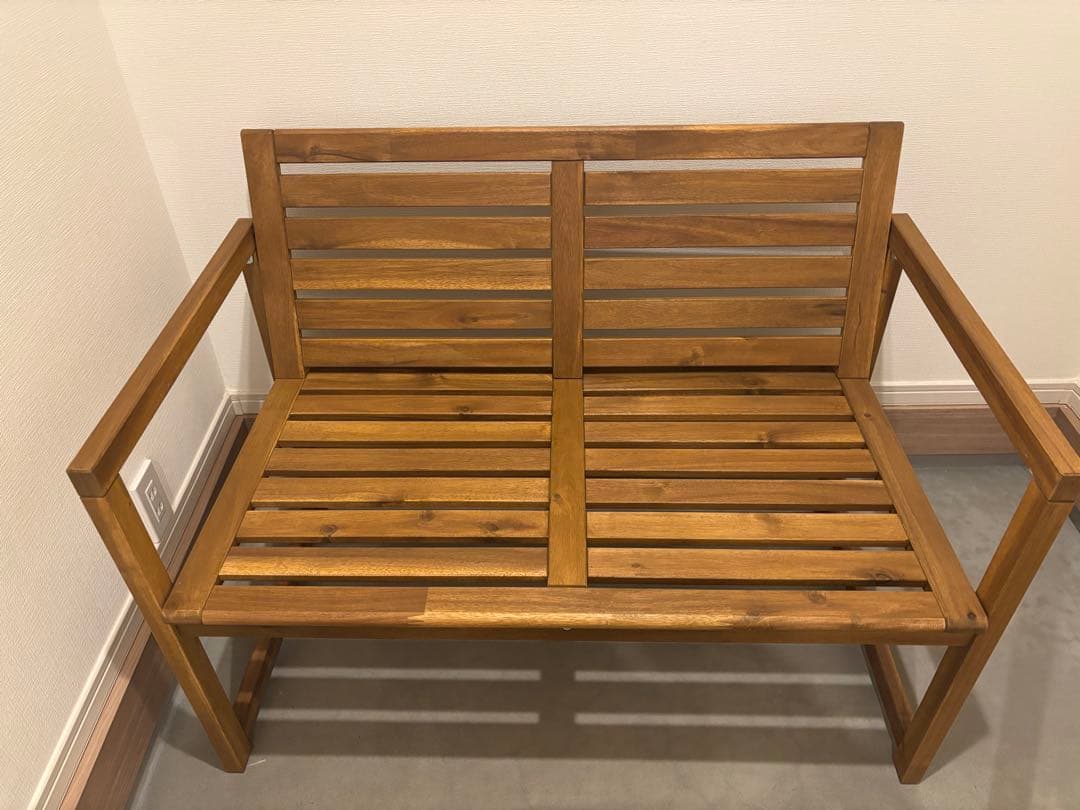 【未使用】北欧風 木製ベンチ クッション付き 2人掛け