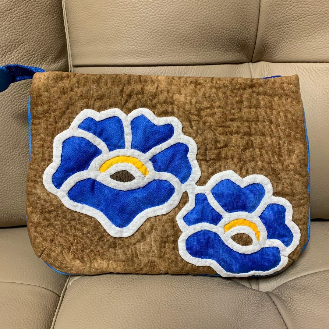 ハワイアンキルト バッグ & ポーチ セット ポピー ブルー