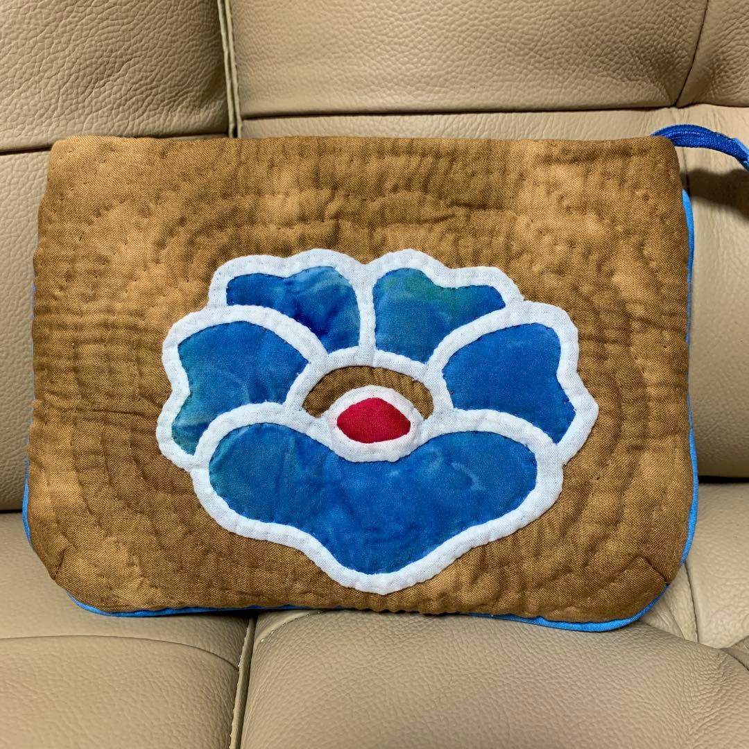 ハワイアンキルト バッグ & ポーチ セット ポピー ブルー