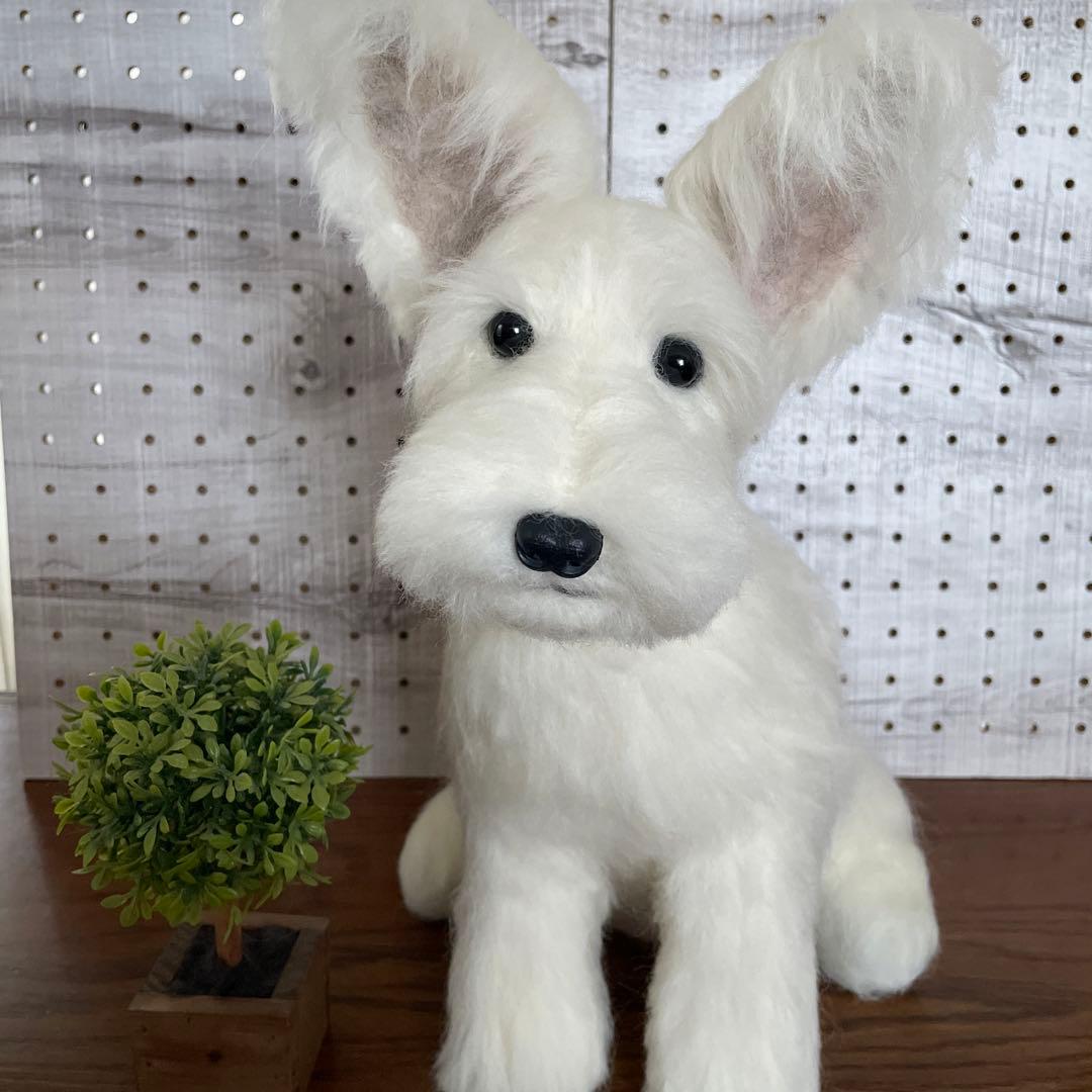 羊毛フェルト　ミニチュアシュナウザー　白シュナちゃん　Ｌサイズ