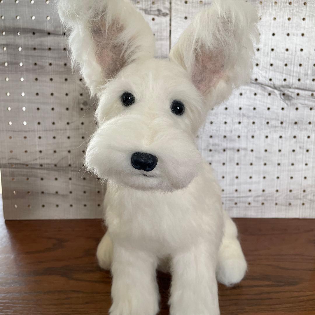 羊毛フェルト　ミニチュアシュナウザー　白シュナちゃん　Ｌサイズ
