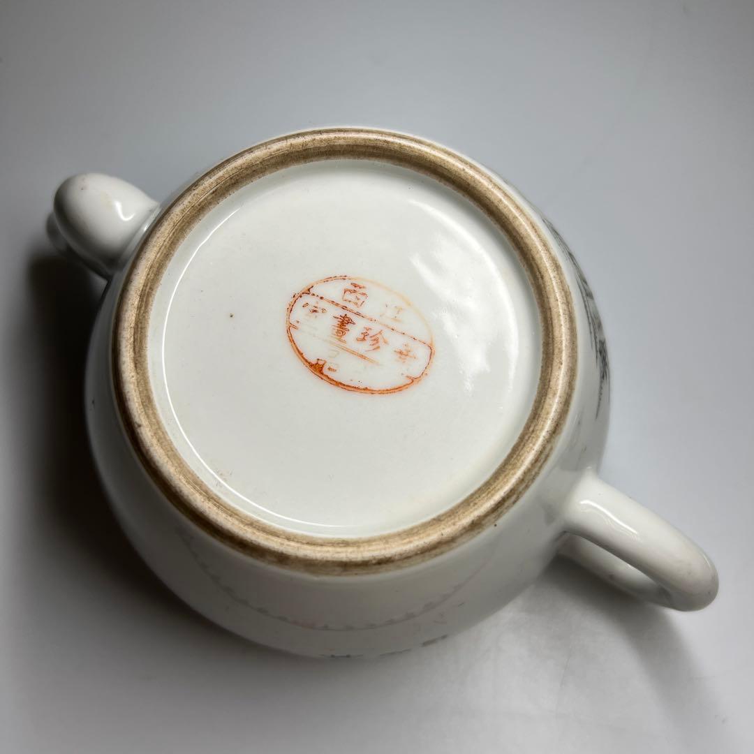 中国清時代　粉彩人物画急須　幅約16㎝　東Y8-0310☆2Fトヒチカ