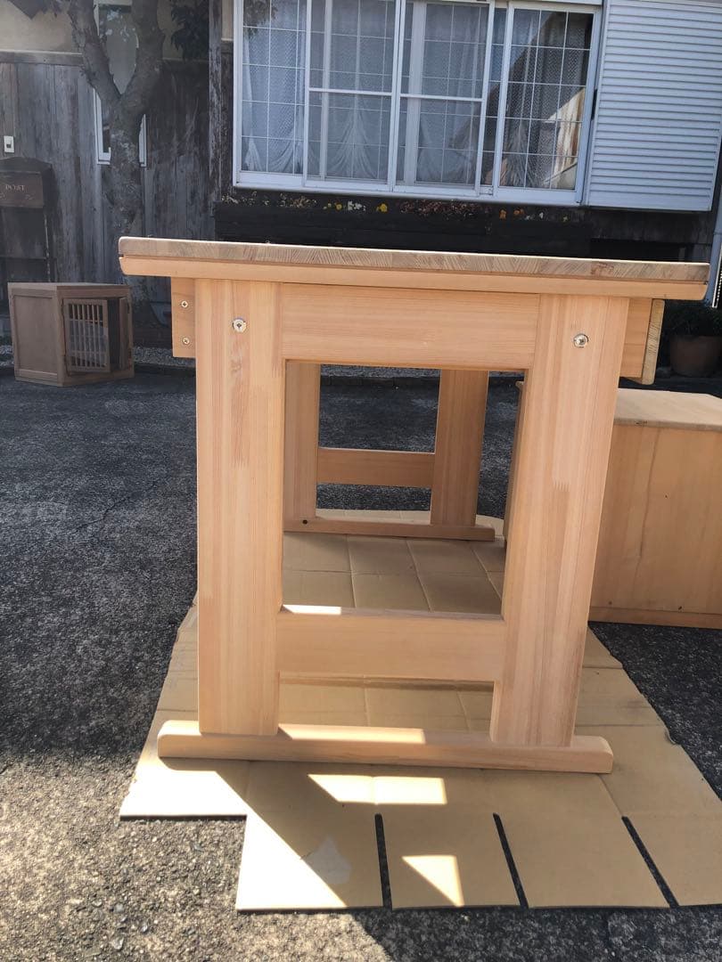 kankan 檜の無垢の机セット　机のみ　送料込み