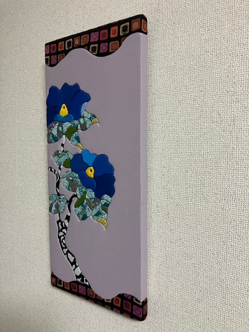 パッチワーク　デザインアート　壁掛けインテリア　椿　縁起物