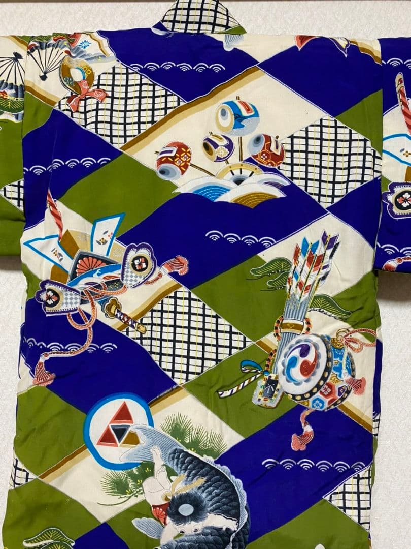 No.155アンティーク子供着物正絹綿入り着丈82センチ裄丈39センチ