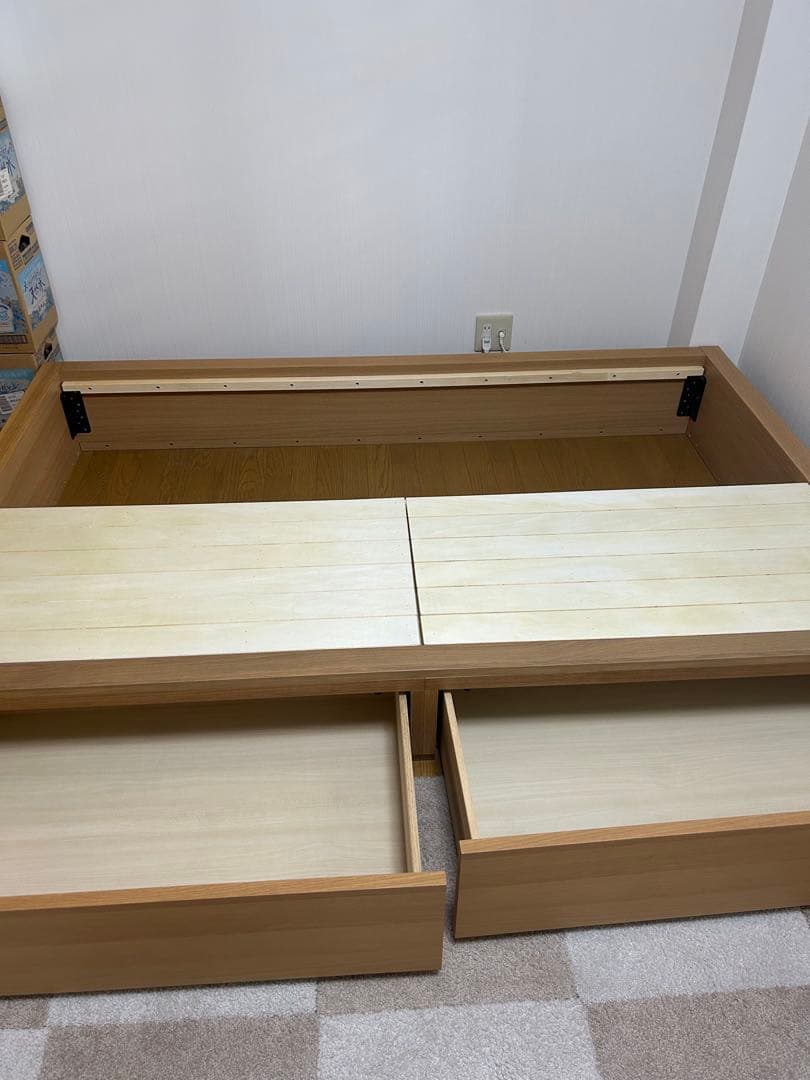 木製収納セミダブルベッドフレーム