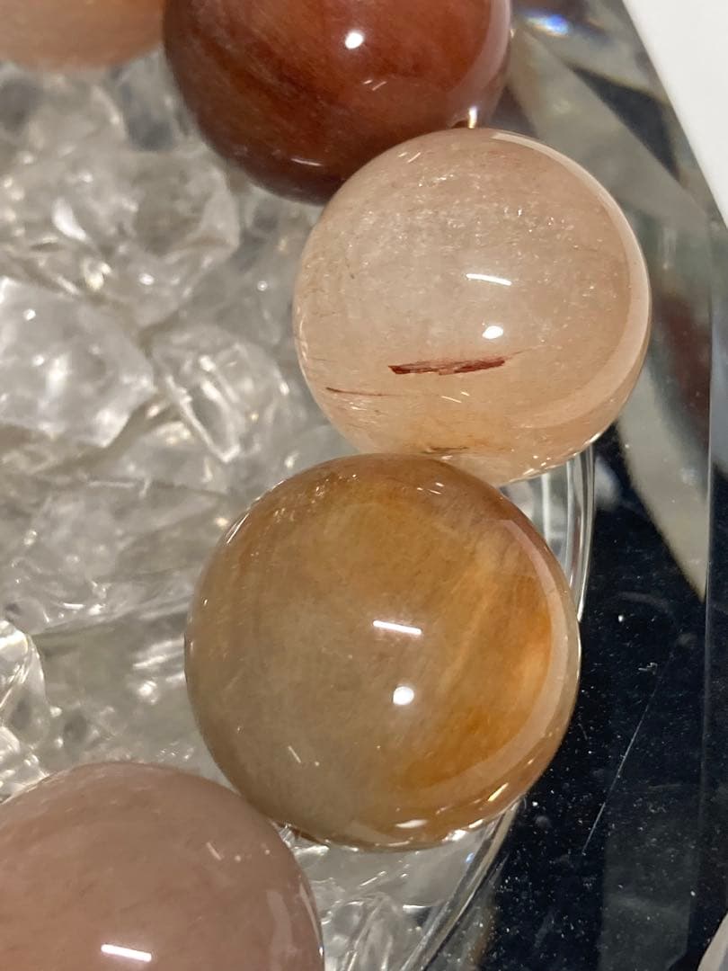 天然石　超大玉　ラビットファー　ラビットヘアー　ルチルクォーツ　ブレスレット