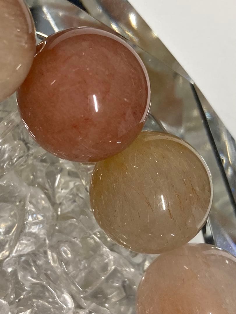 天然石　超大玉　ラビットファー　ラビットヘアー　ルチルクォーツ　ブレスレット