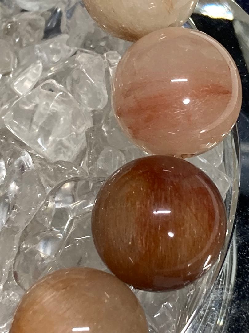 天然石　超大玉　ラビットファー　ラビットヘアー　ルチルクォーツ　ブレスレット