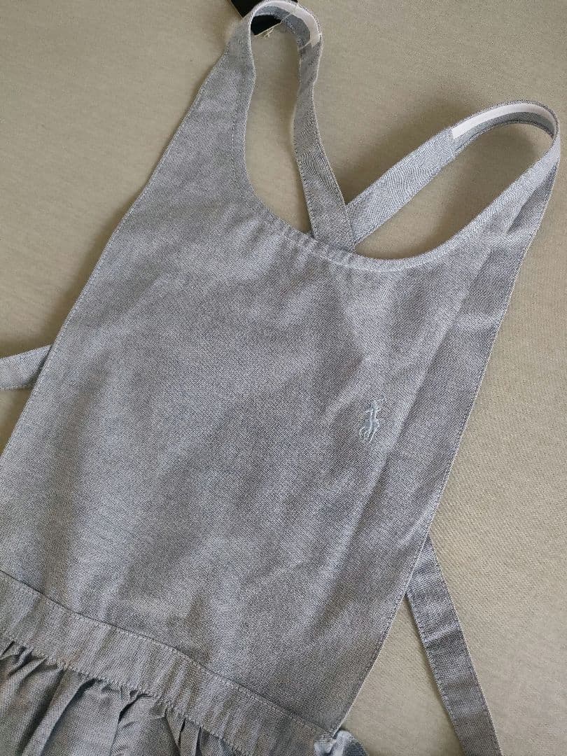 新品タグ付きRalph Lauren ブルーフリルエプロン シャンブレー