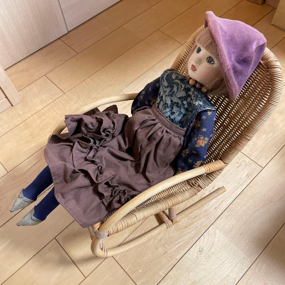 【美品】ビスクドール 創作人形 アンティーク風 レトロ 女の子 椅子付き