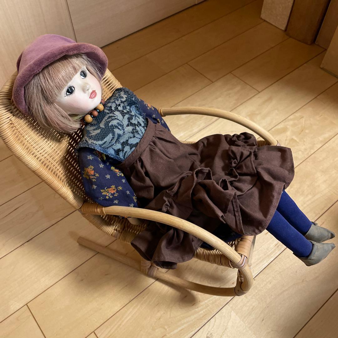 【美品】ビスクドール 創作人形 アンティーク風 レトロ 女の子 椅子付き