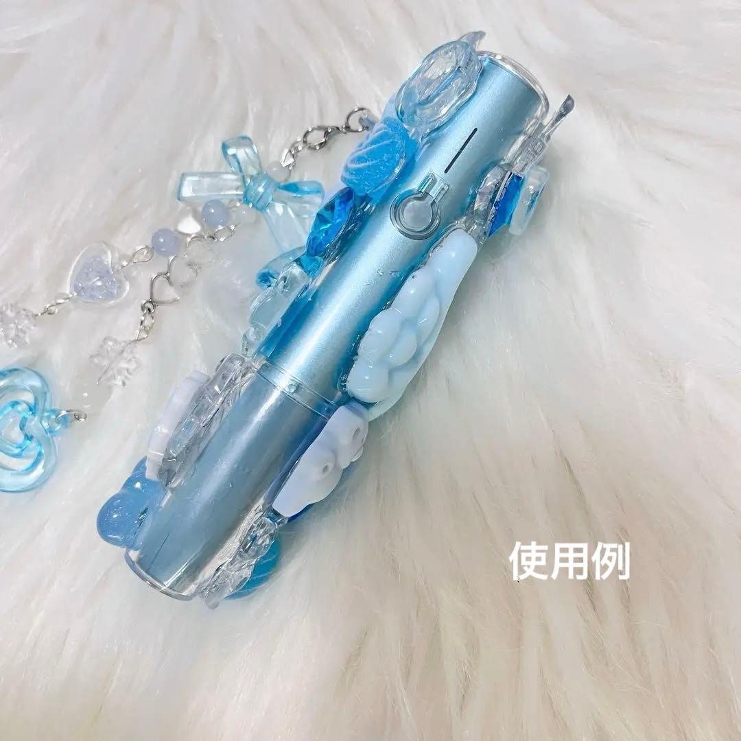 IQOSケースデコ　イルマデコ　水色　透明　ウルウル　天使界隈　チェーン付き