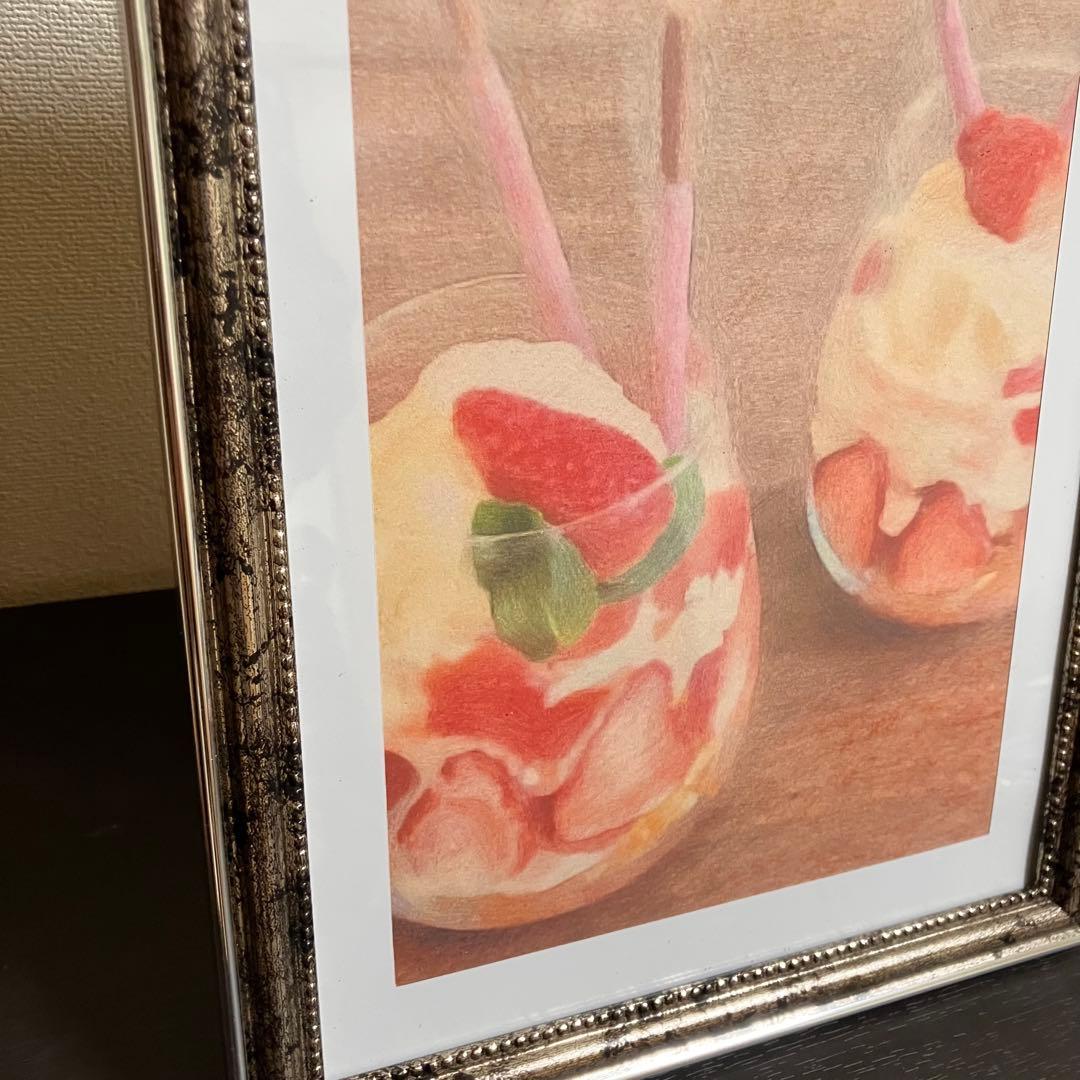 スイーツアート1 パステル画　額縁寸法32.7㎝×24.0㎝×1.5㎝