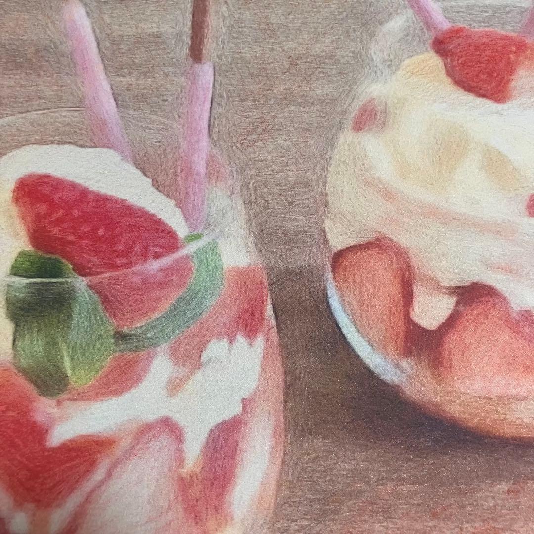 スイーツアート1 パステル画　額縁寸法32.7㎝×24.0㎝×1.5㎝