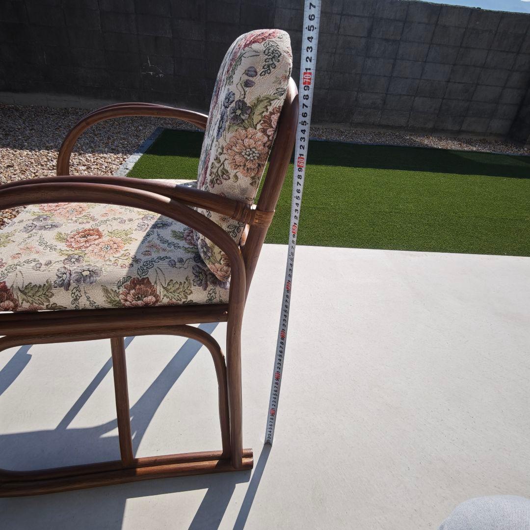 ラタン 座椅子 花柄 籐 昭和レトロ アンティーク