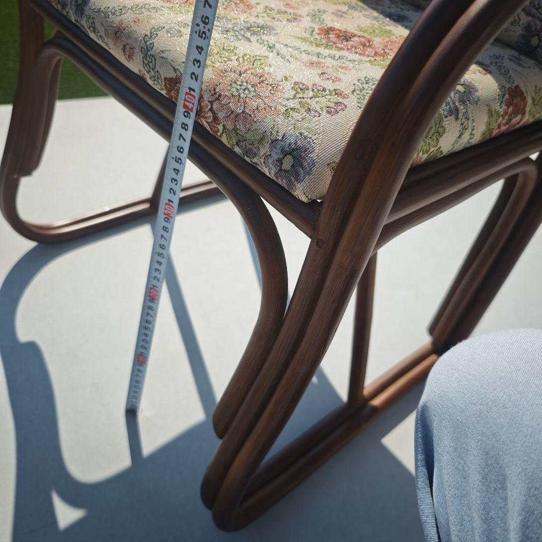 ラタン 座椅子 花柄 籐 昭和レトロ アンティーク