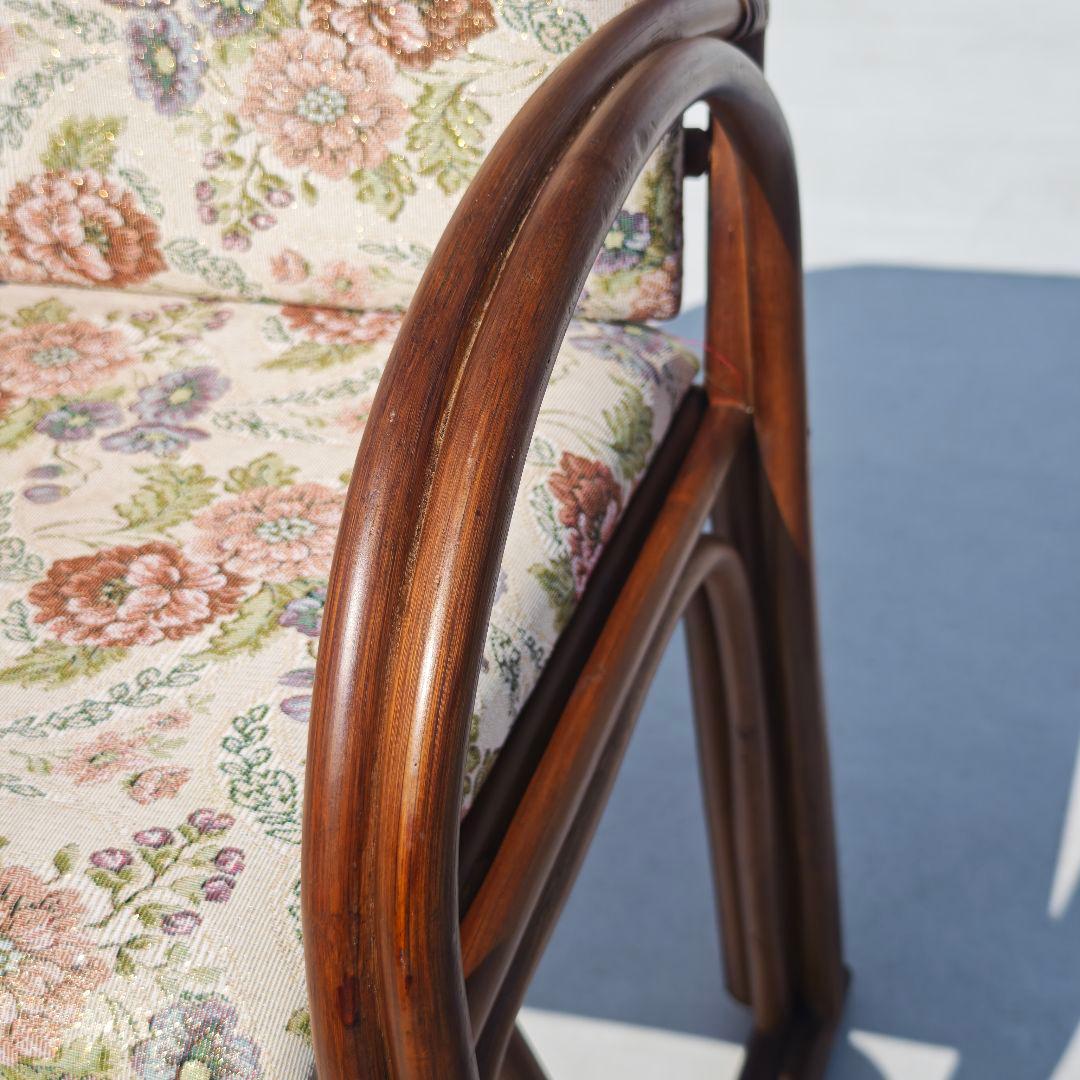 ラタン 座椅子 花柄 籐 昭和レトロ アンティーク