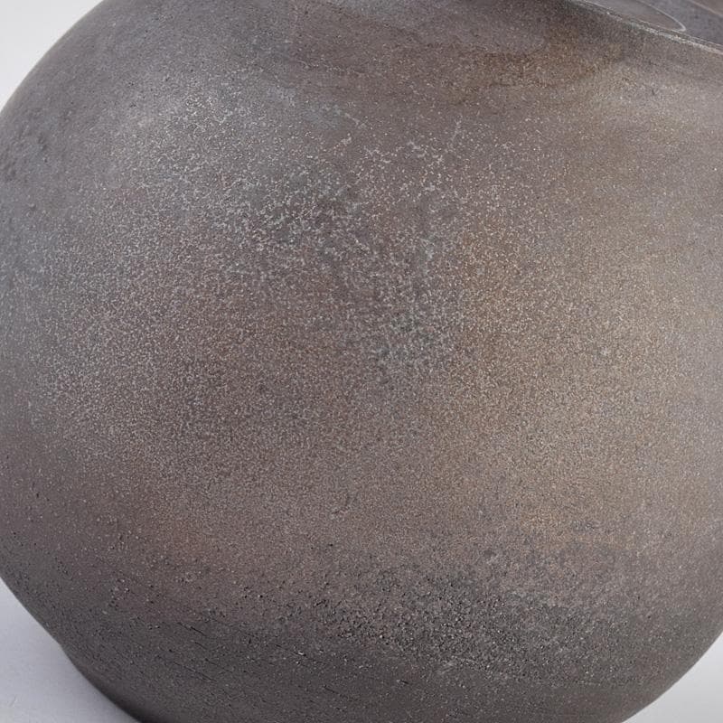 煎茶道具　笠間焼　黒田隆作　焼〆　横手急須　共箱　V　R9006