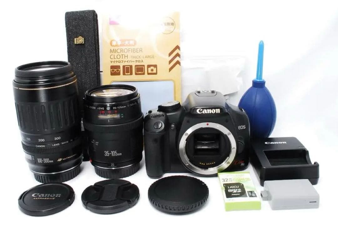 CANON Kiss X2☆入門機☆一眼レフ☆望遠Wレンズ☆付属品付すぐ使える♡