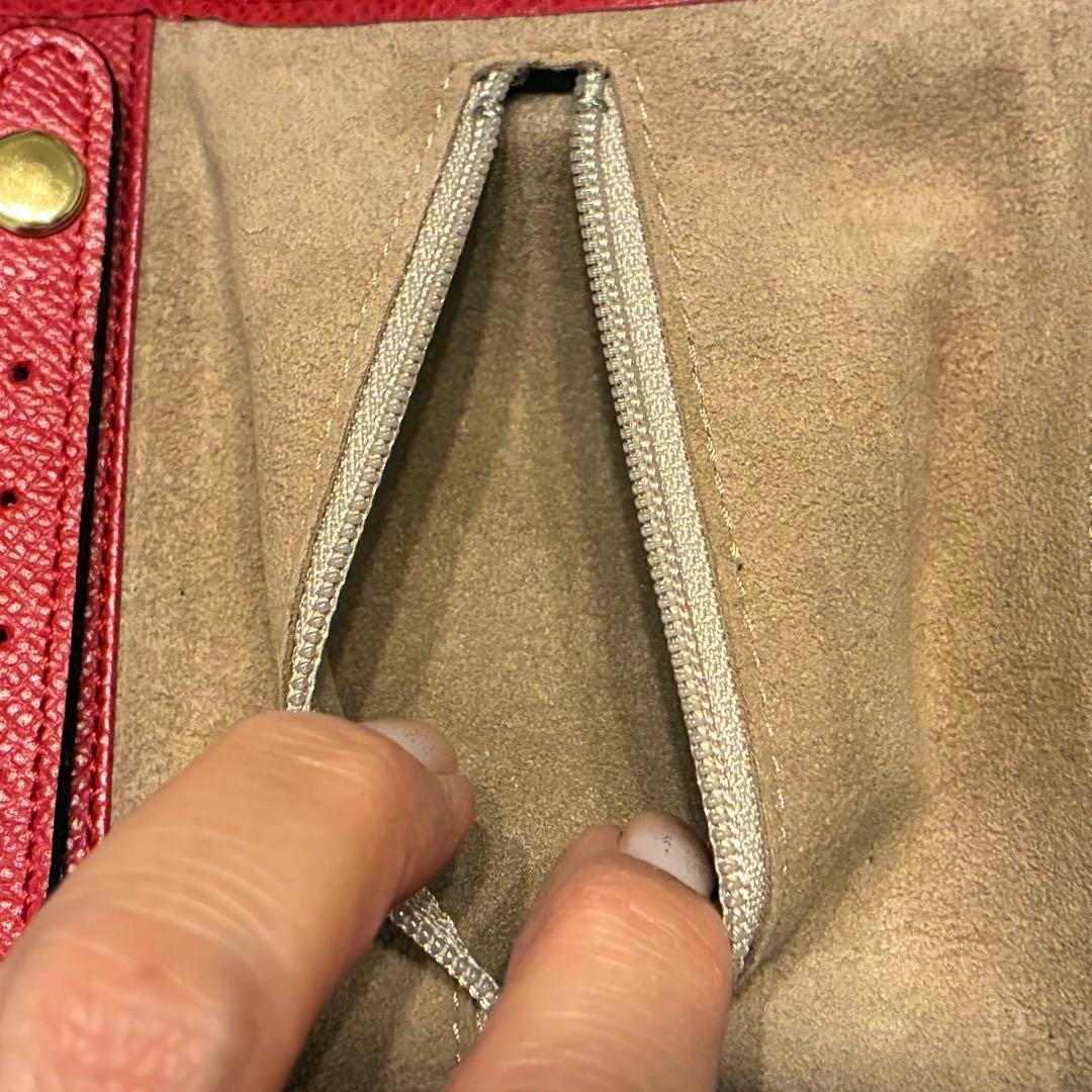 銀座WAKO 携帯用アクセサリーケース 本革 レッド系 ゴールド金具ターンロック