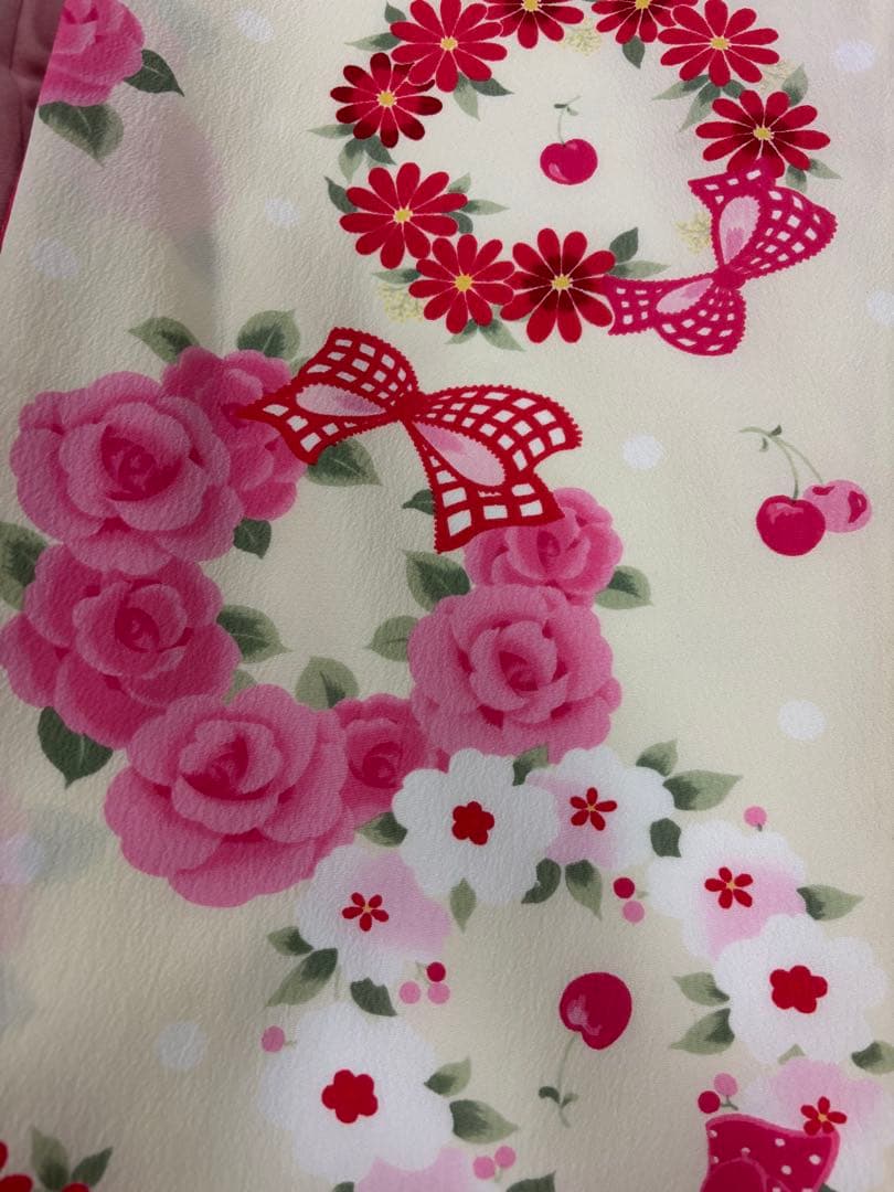 七五三　女の子　着物被布セット　SEIKO MATUDA 薔薇　リボン