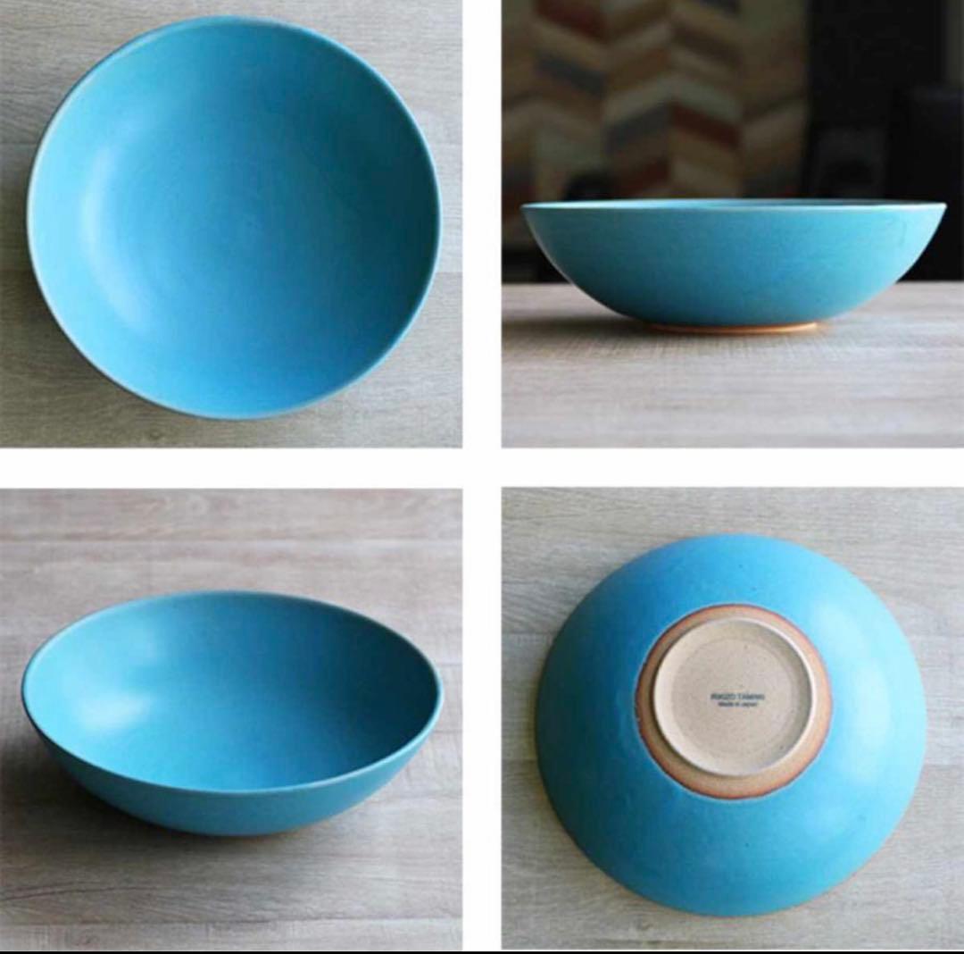No.279笠間焼　ターコイズブルー21cm2枚 14cm2枚　美濃焼食器セット