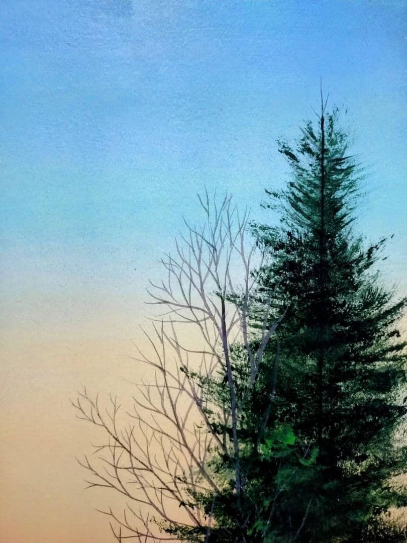 【F10号】千住博【曙光】手描き作品/表サイン・共シール/岩彩/油彩/額縁/額装