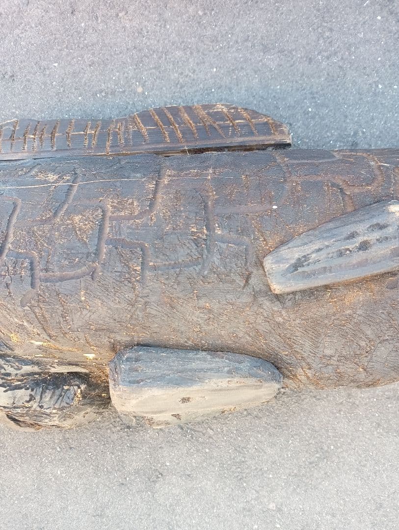 木製 魚型彫刻　木彫　江戸　明治　大正　昭和　戦前　鯉