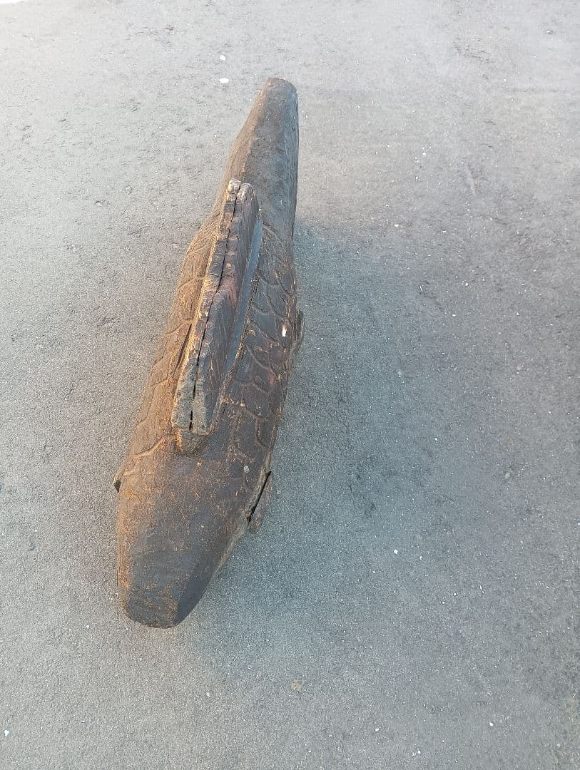 木製 魚型彫刻　木彫　江戸　明治　大正　昭和　戦前　鯉