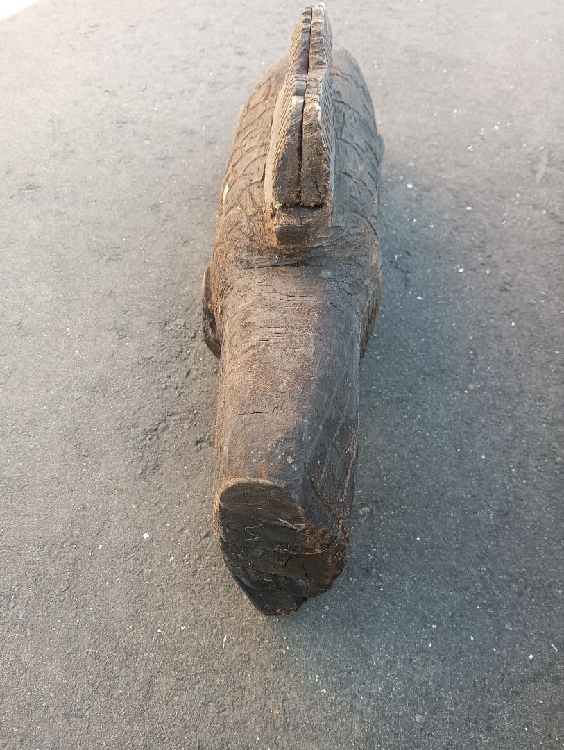 木製 魚型彫刻　木彫　江戸　明治　大正　昭和　戦前　鯉