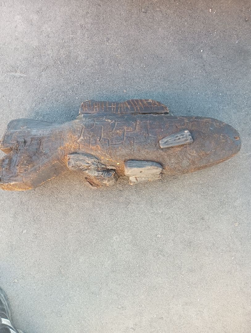 木製 魚型彫刻　木彫　江戸　明治　大正　昭和　戦前　鯉