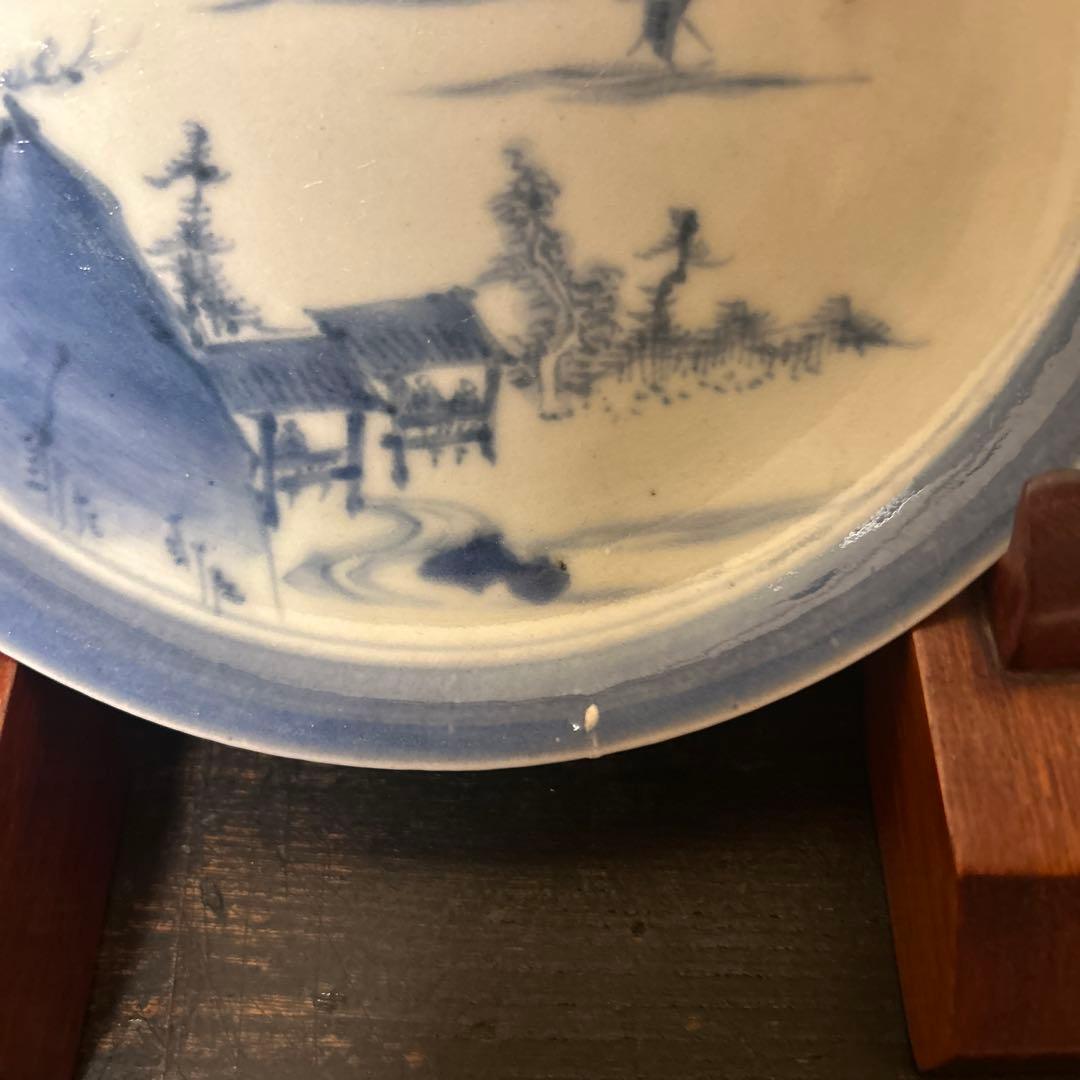 古伊万里　江戸中期〜後期　山水画　6寸皿5枚セット