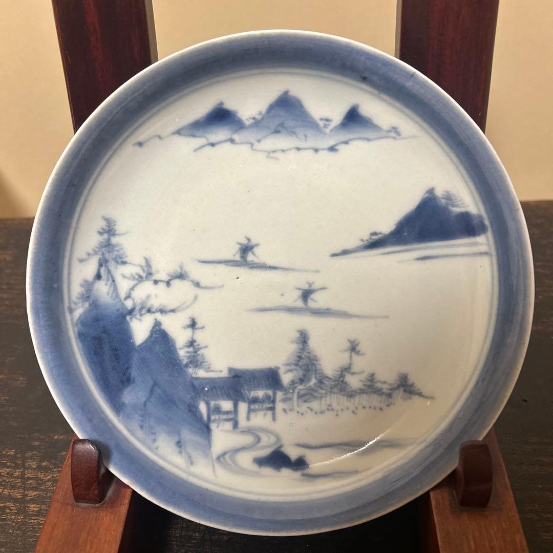 古伊万里　江戸中期〜後期　山水画　6寸皿5枚セット