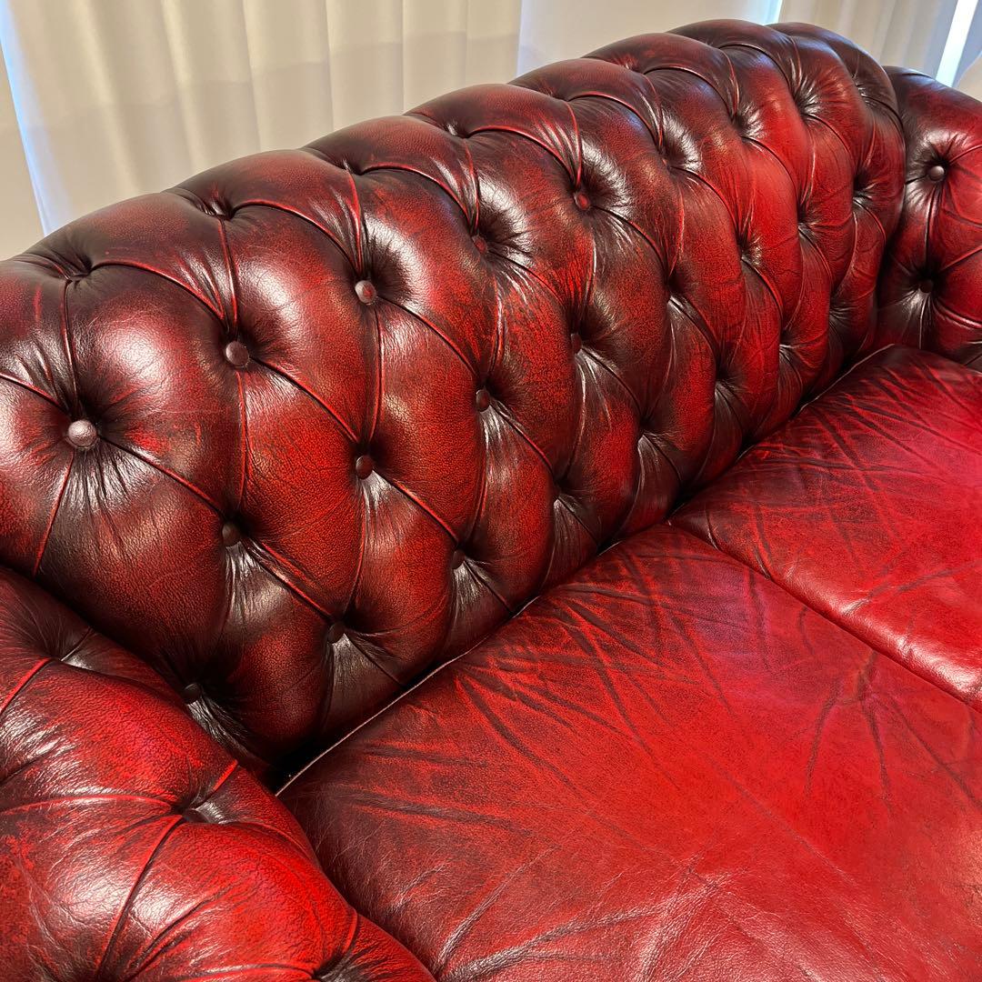 チェスターフィールド　ソファ　2人掛け　本革　ヴィンテージ