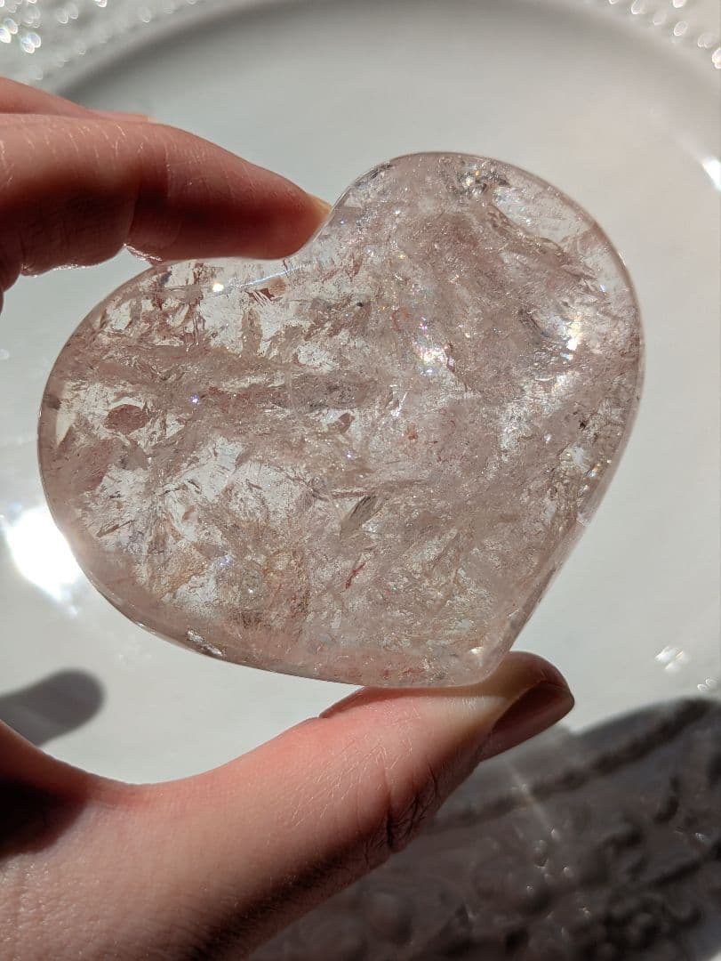 ♡ピンクアゼツライト（通称） ピンククリアクォーツ♡　ハート型　虹