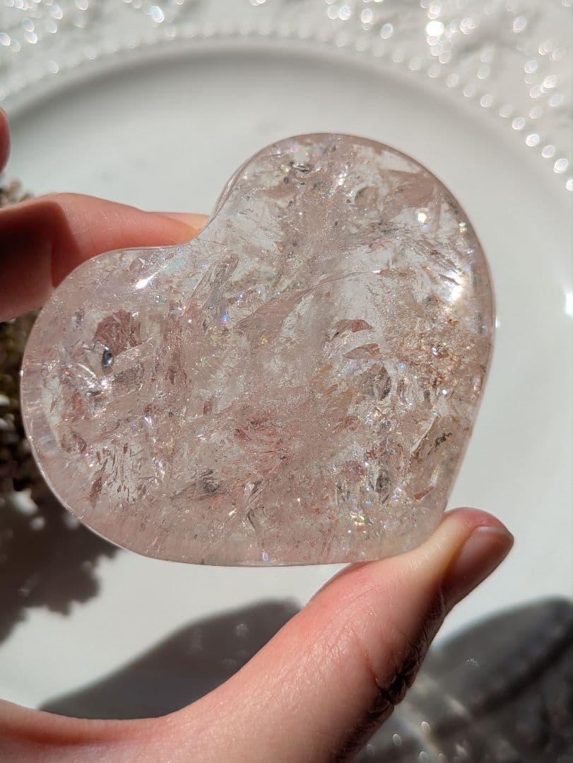 ♡ピンクアゼツライト（通称） ピンククリアクォーツ♡　ハート型　虹